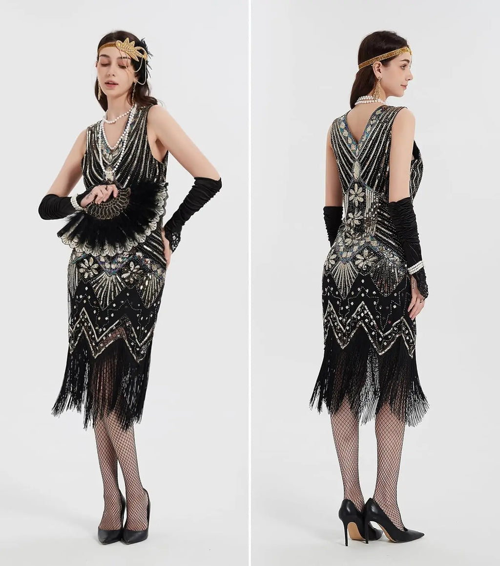 Fringed Sequin Flapper Dress