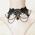 Black Lace Chain Drape Choker