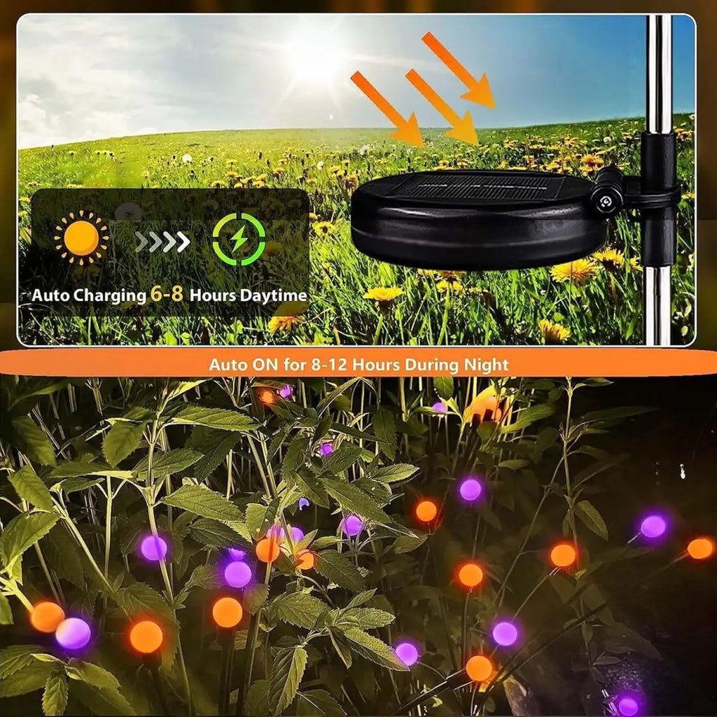 Solar Purple & Orange Firefly Lights