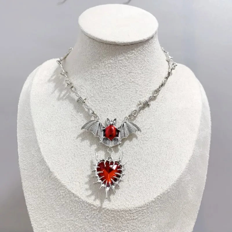 Red Vampire Bat Necklace