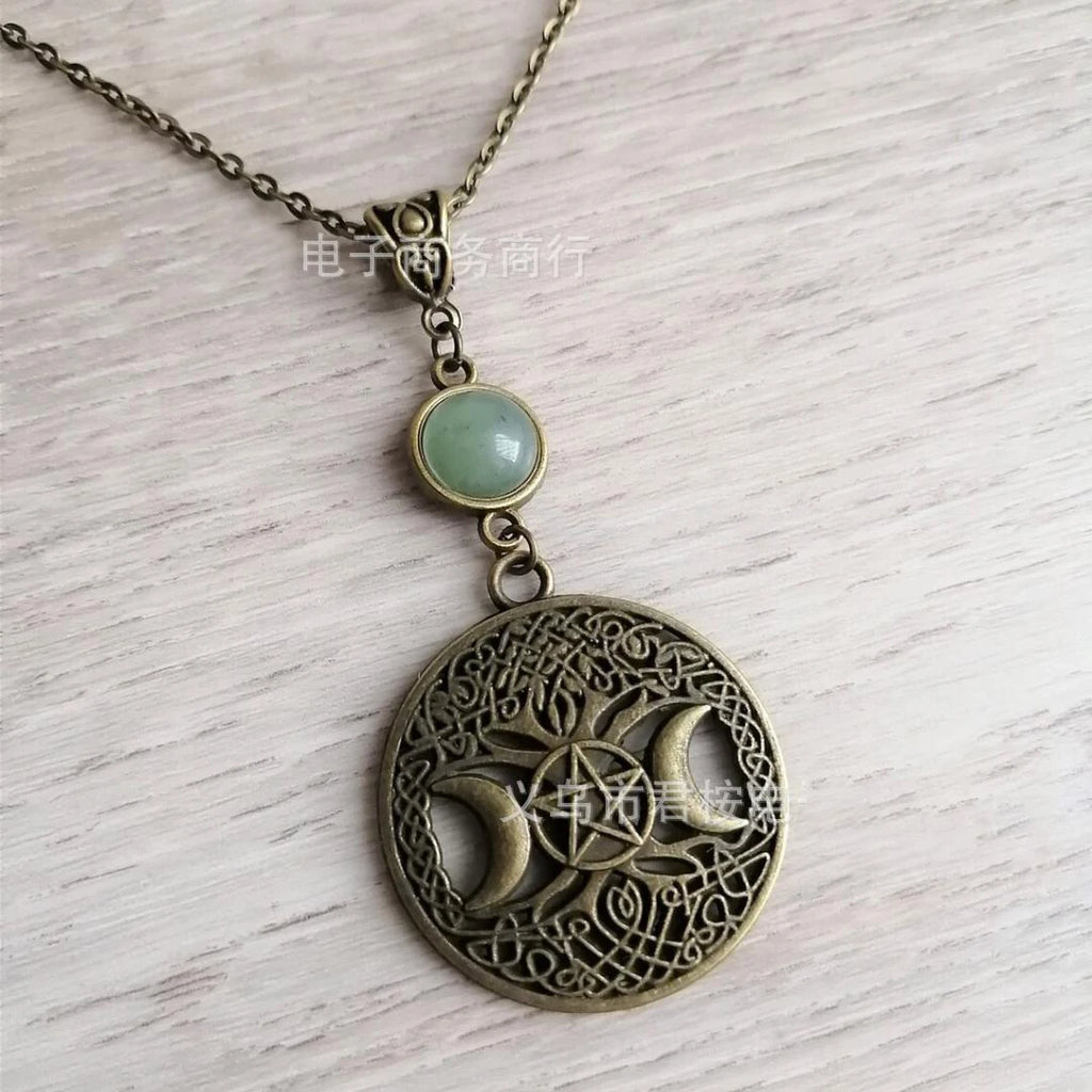 Bronze Moon Pentagram Necklace