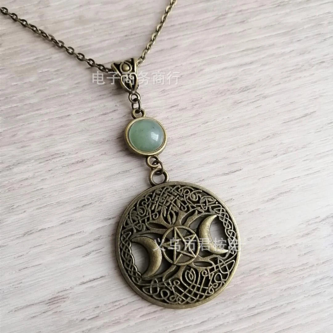 Bronze Moon Pentagram Necklace