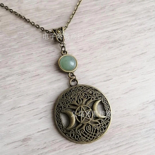 Bronze Moon Pentagram Necklace