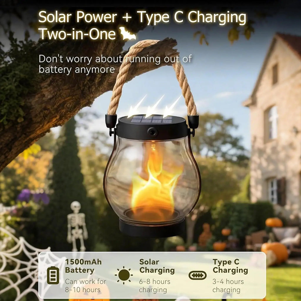 Solar Flame-Effect Hanging Lantern