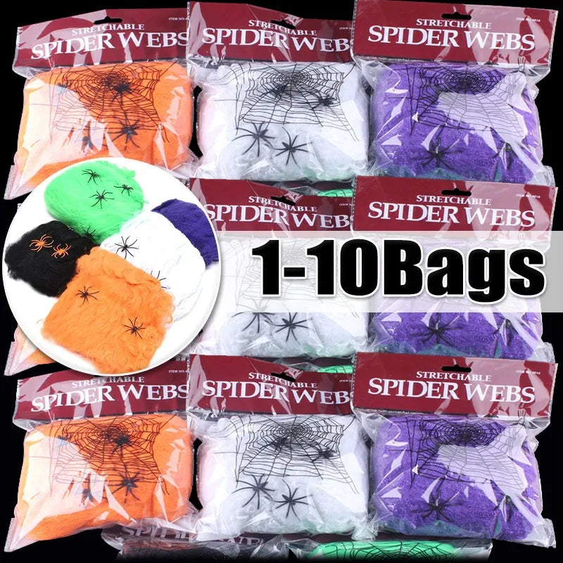 Stretchy Spider Web with Spiders