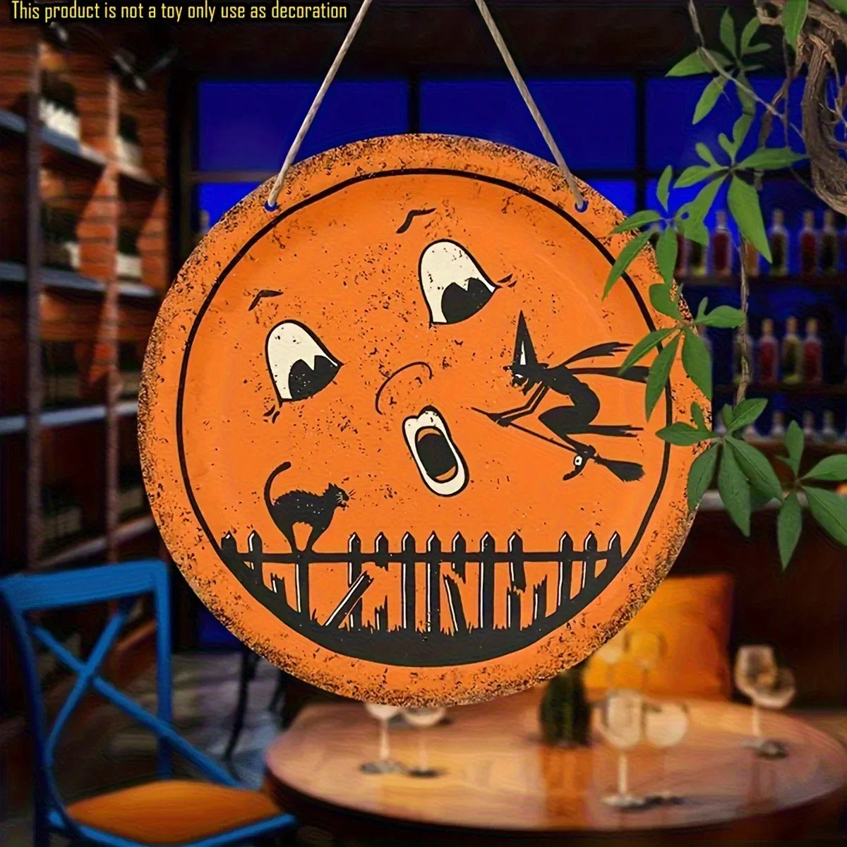 Ghost, Witch & Black Cat Wooden Sign