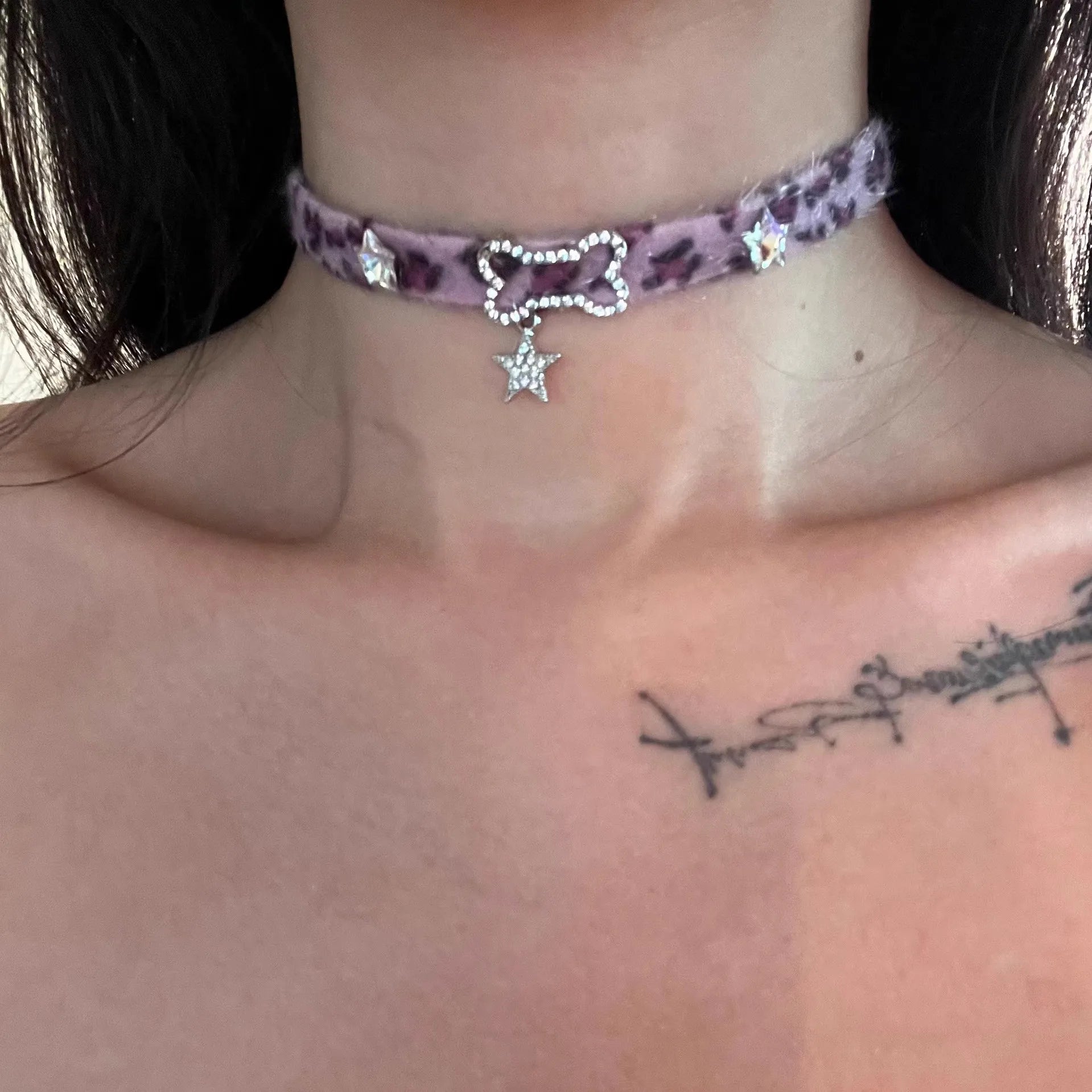 Y2K Leather Chain Choker