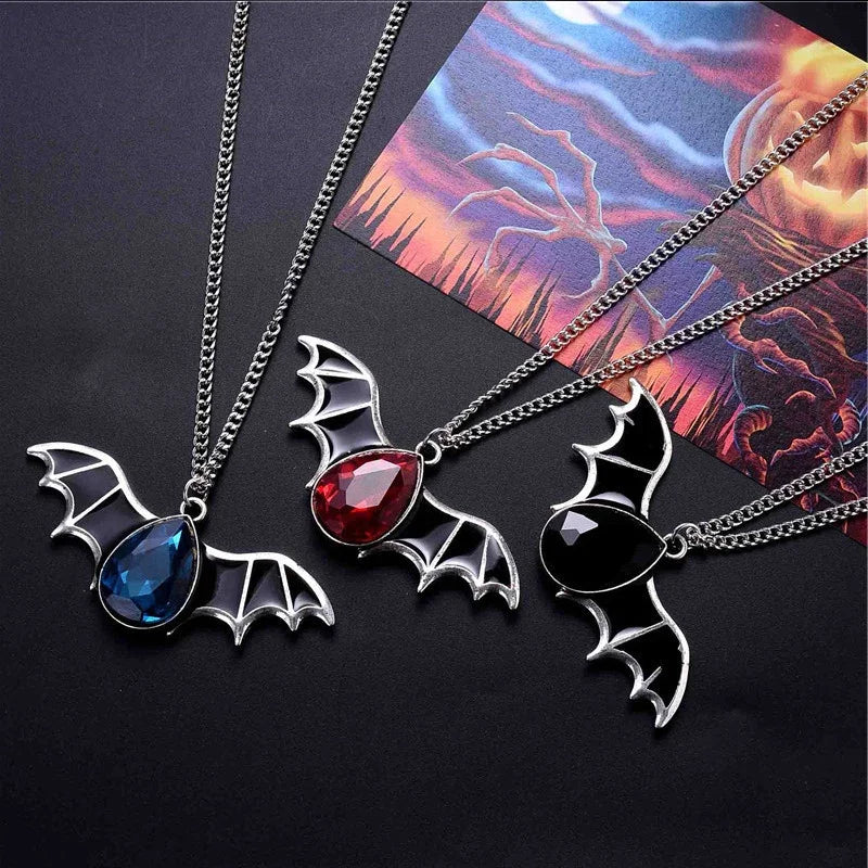 Black Bat Pendant Necklace
