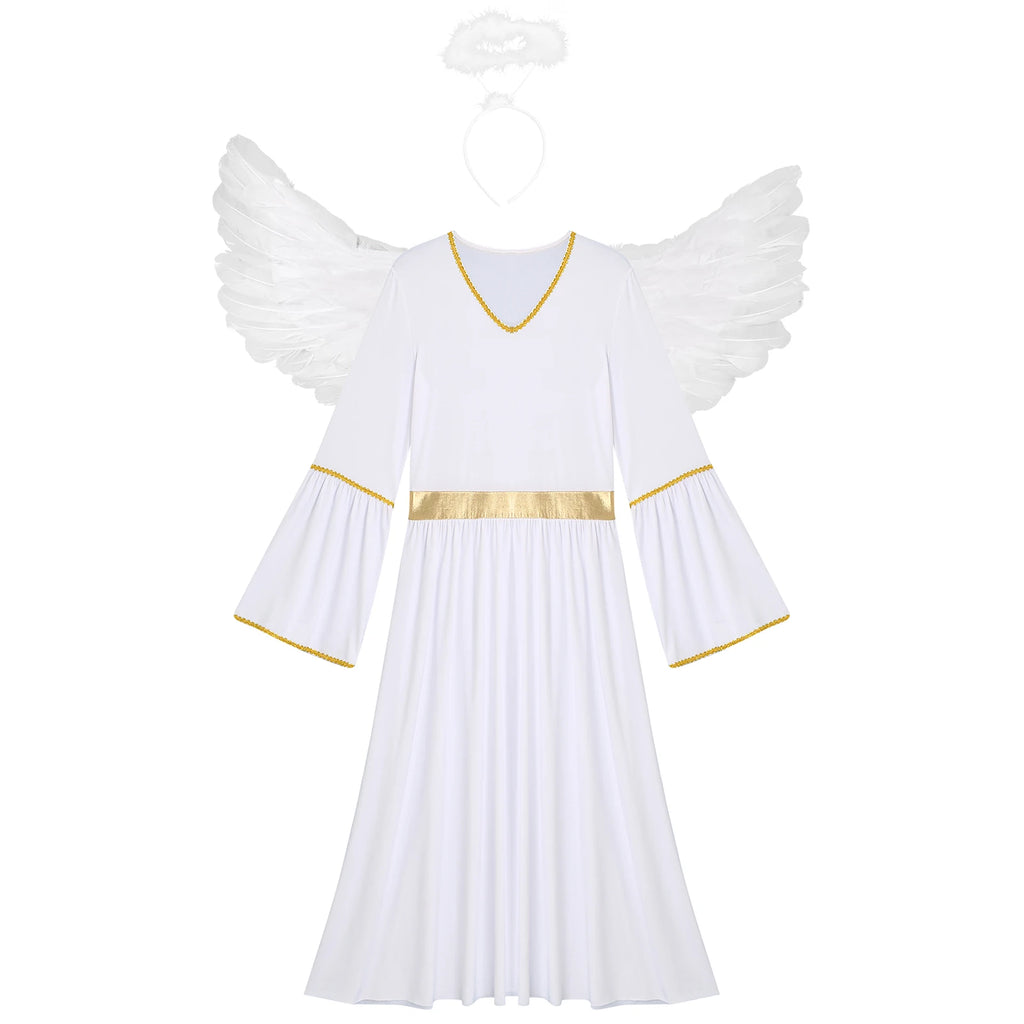 Gold-Trim Angel Costume (3-Piece)