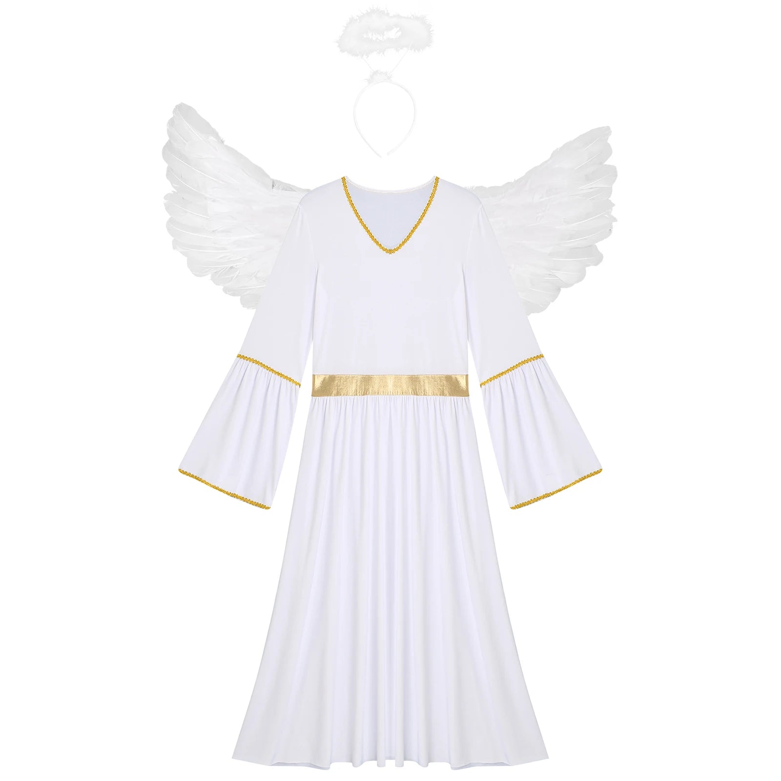 Gold-Trim Angel Costume (3-Piece)
