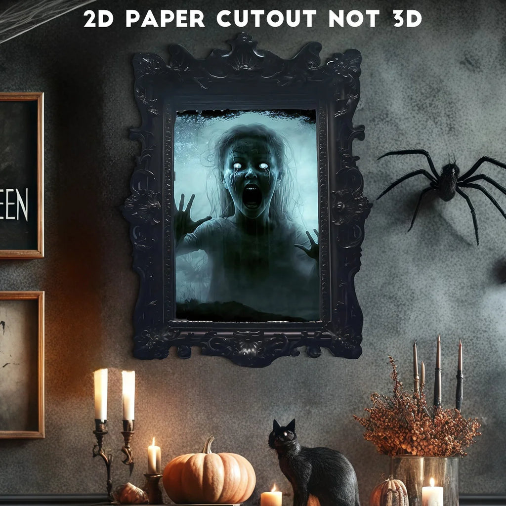Scary Woman Photo Frame Wall Sticker