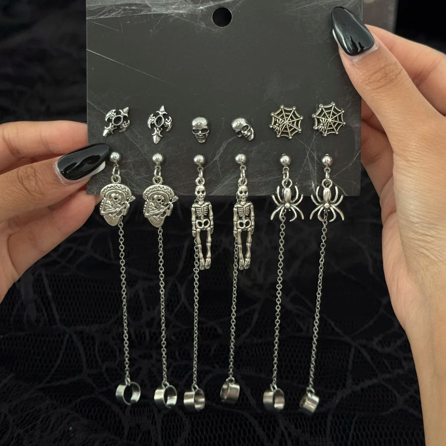 Red Crystal Skull Earring Set