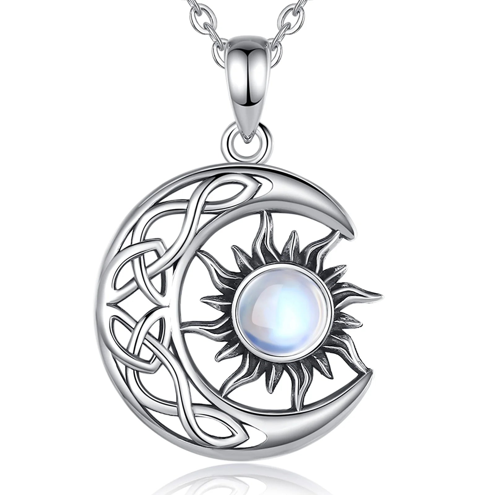 Sterling Silver Sun & Moon Necklace