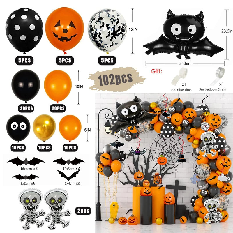 Bat Balloon Garland — Spiders & Pumpkins