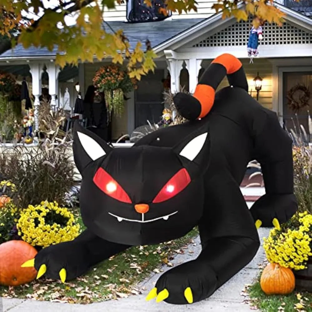 1.8m Inflatable Black Cat with LED Eyes