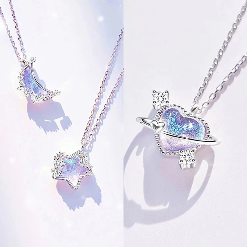 Moon Pentagram Heart Pendant