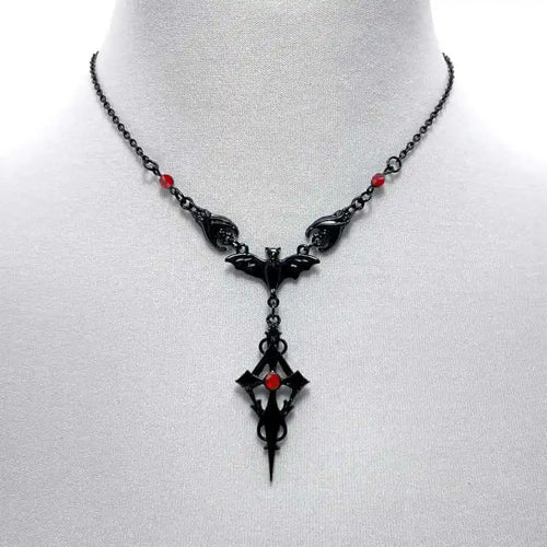 Bat & Gem Pendant Necklace