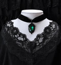 Green Cameo Velvet Choker