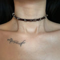Silver-Stud Leather Choker