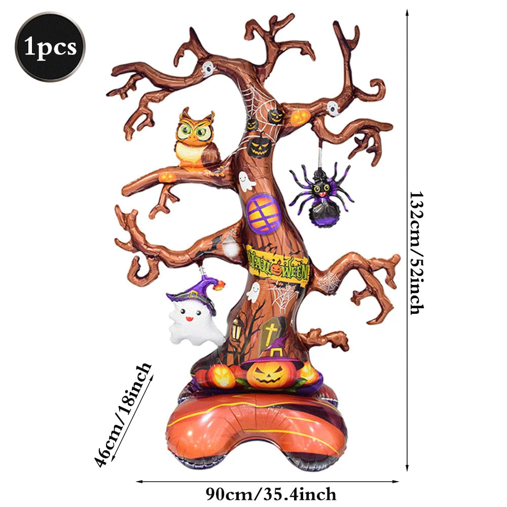 Foil Balloon Set — Pumpkin, Ghost, Bat, Dead Tree