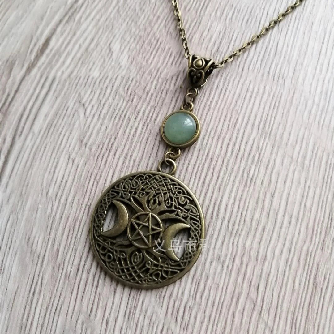 Bronze Moon Pentagram Necklace