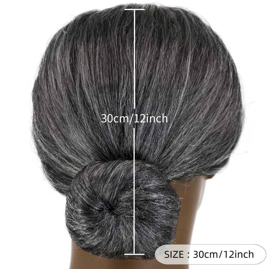 Gray Old Lady Bun Wig