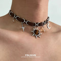 Leather Choker with Celestial Charms
