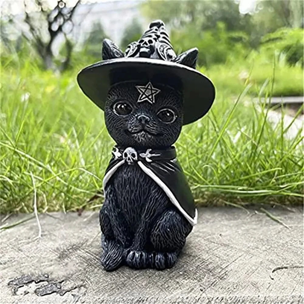 Witch Cat Figurine Desk Ornament