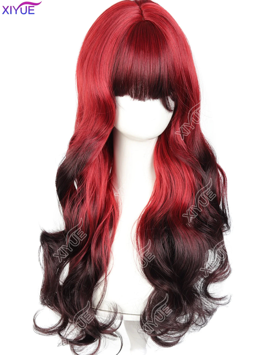 Red-Black Ombre Wavy Wig