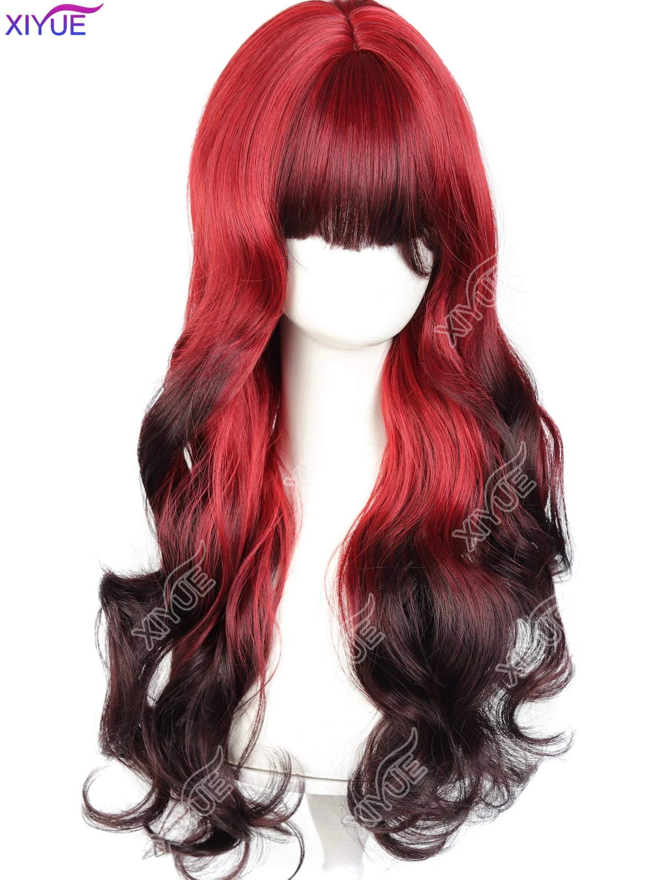 Red-Black Ombre Wavy Wig