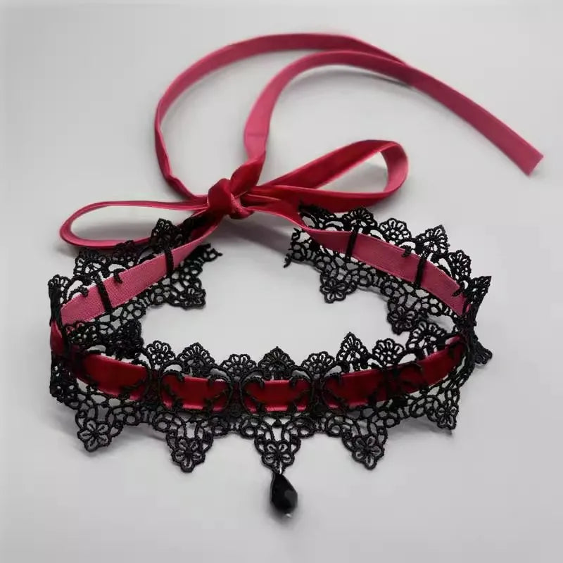 Red & Black Bow Choker