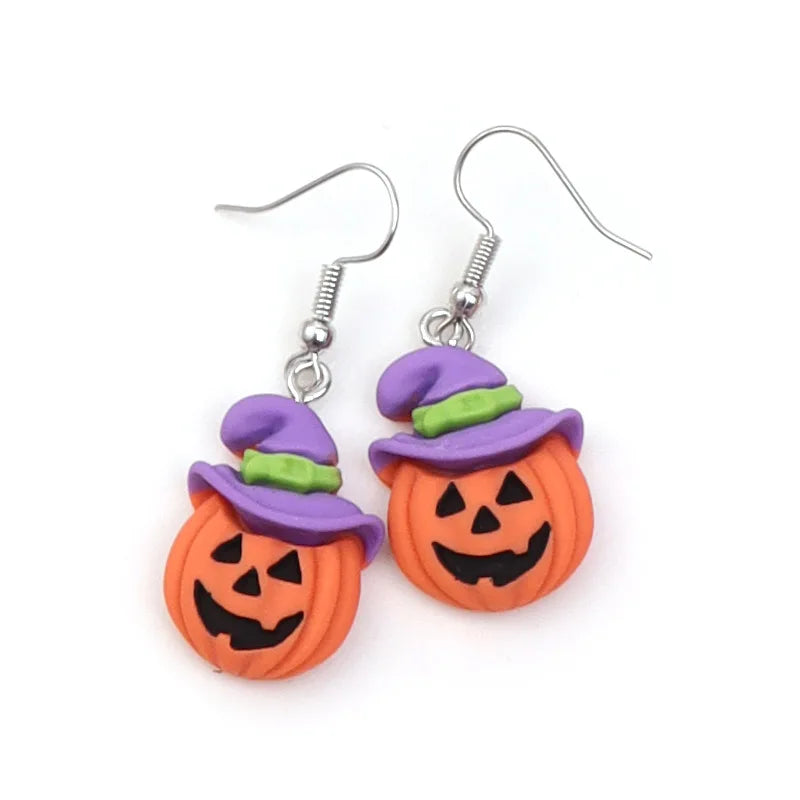 Hip Hop Bat & Pumpkin Earrings