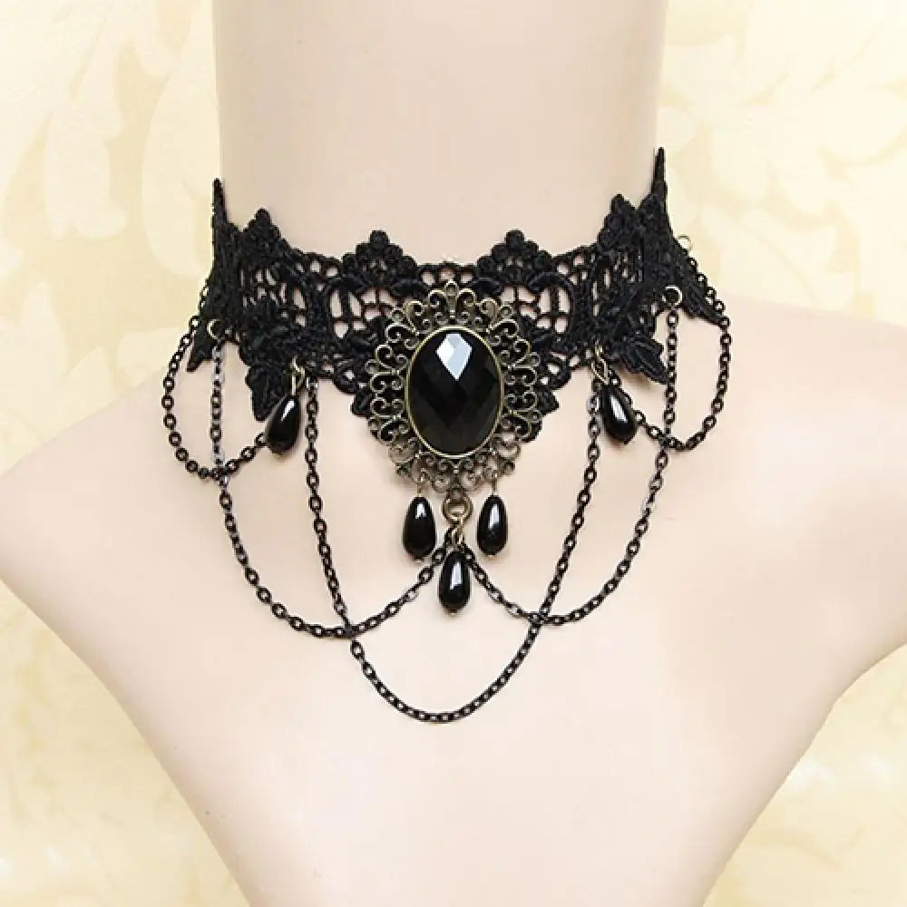 Victorian Black Lace Choker