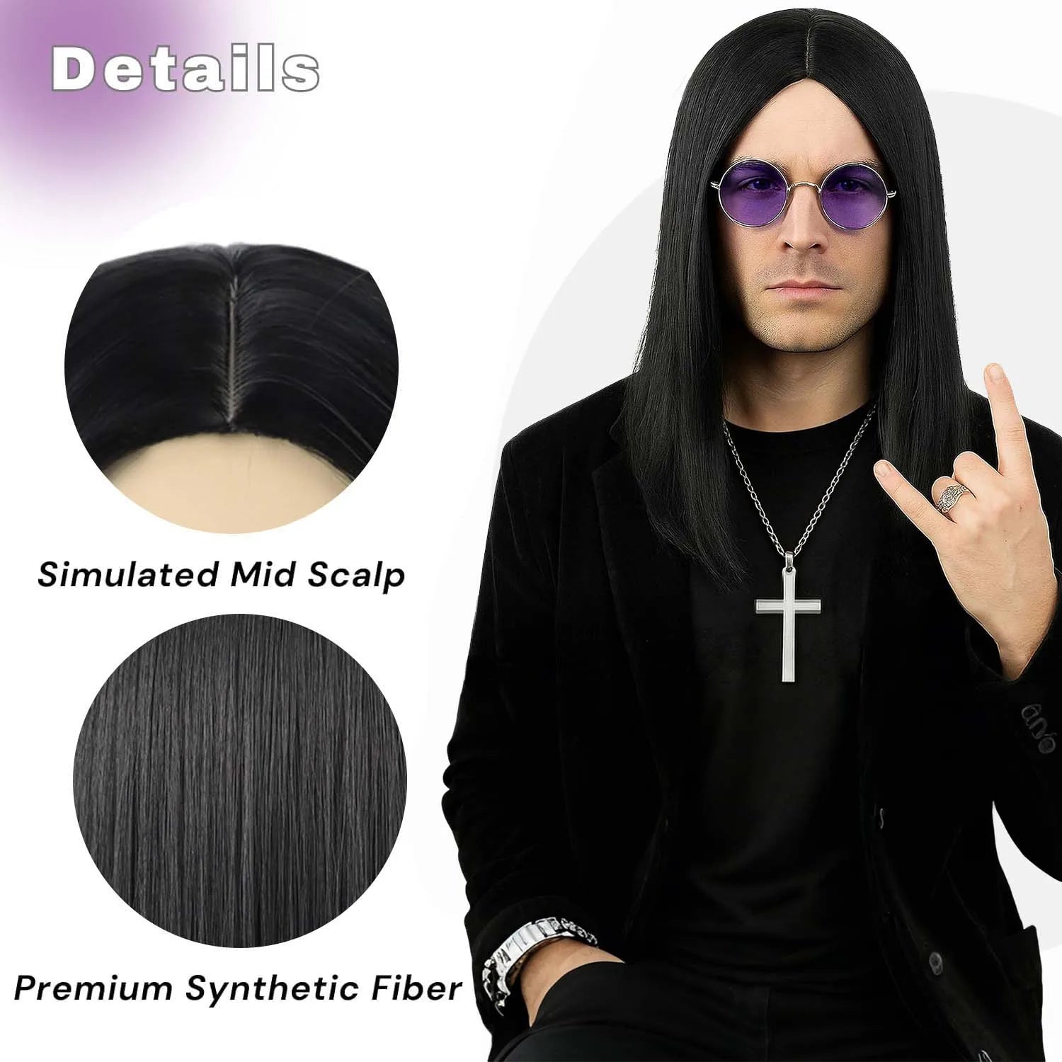 80s Heavy Metal Black Wig