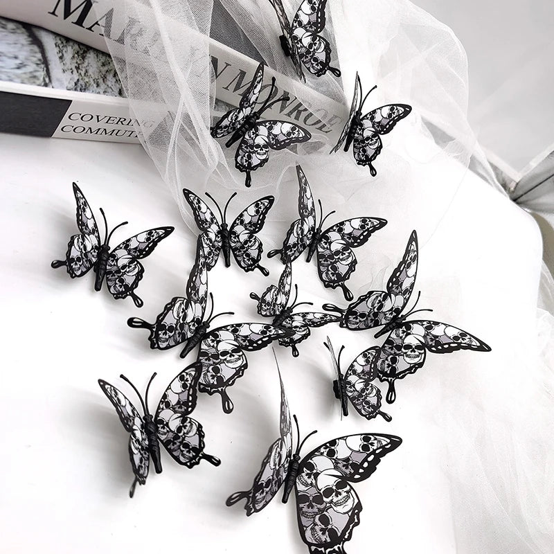 Blood Rose Butterfly 3D Wall Stickers (12pc)