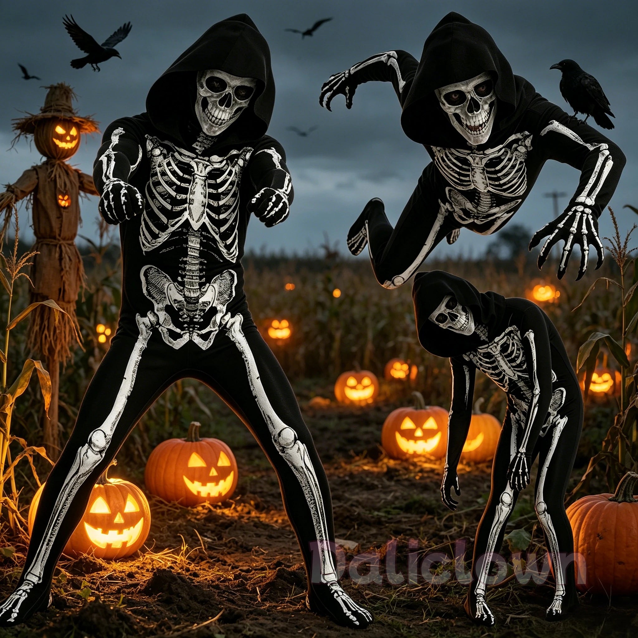 Kids Hooded Skeleton Costume