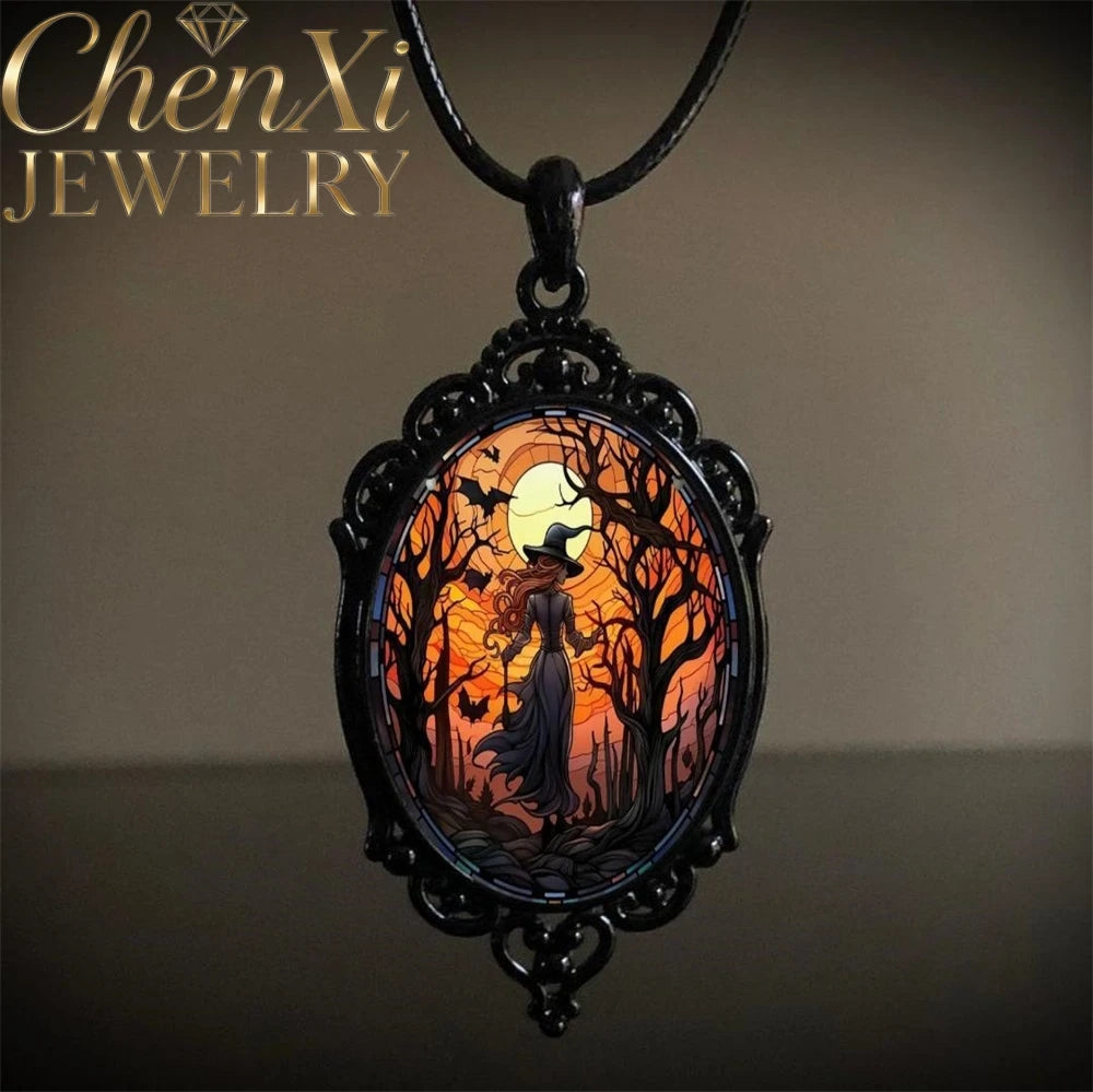 Raven Cross Witch Pendant