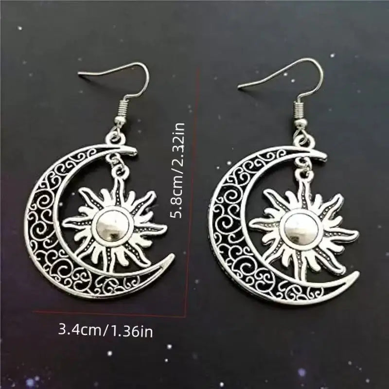 Moon & Sun Pentagram Earrings