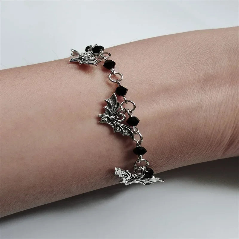 Gothic Bat Charm Bracelet