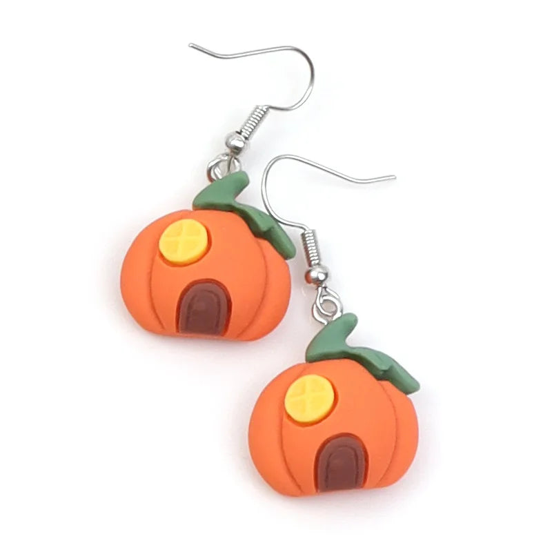 Hip Hop Bat & Pumpkin Earrings