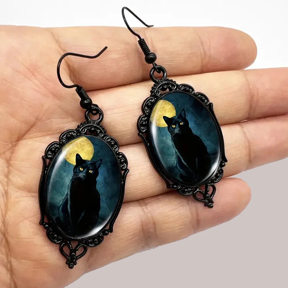 Black Cat Gothic Earrings