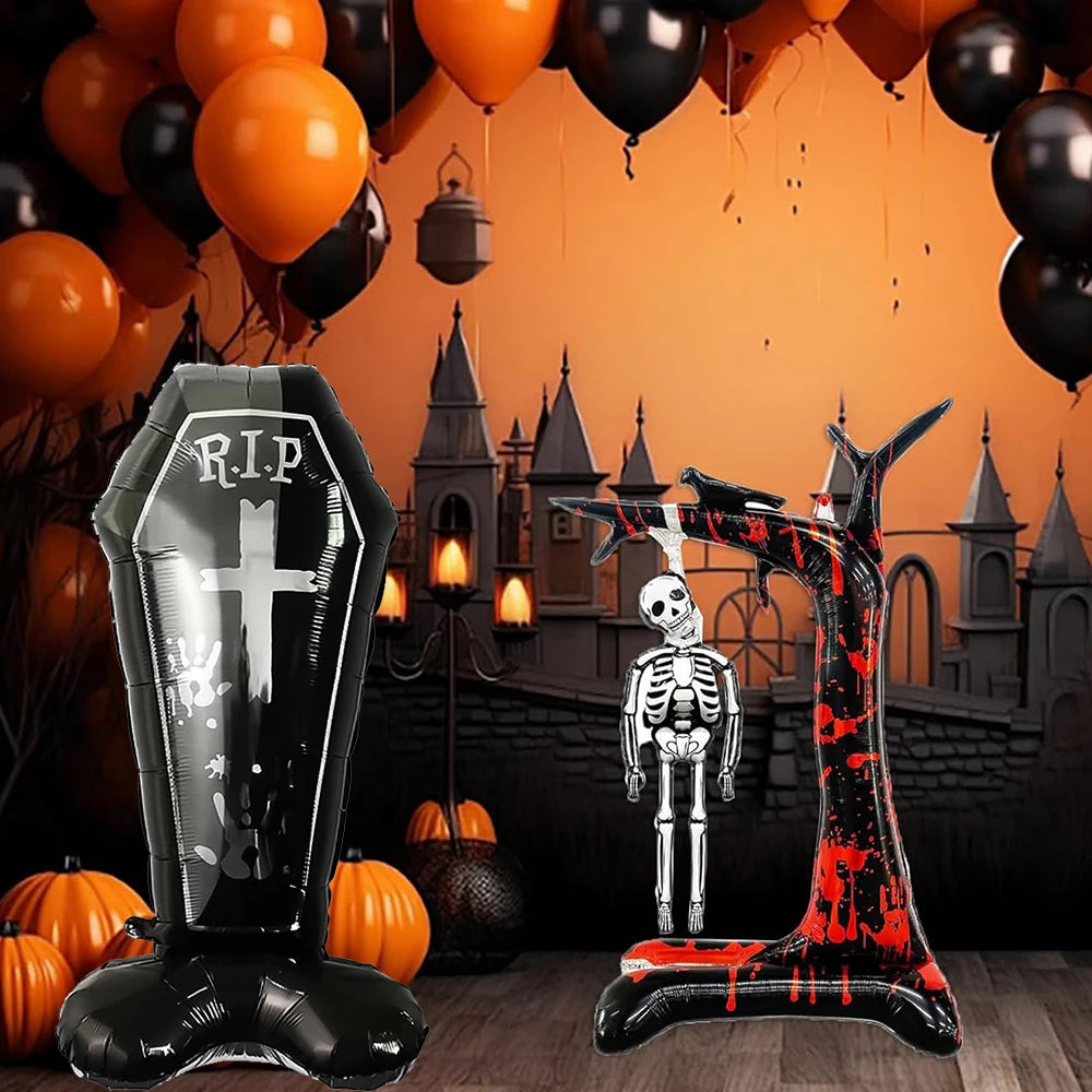 Foil Balloon Set — Pumpkin, Ghost, Bat, Dead Tree