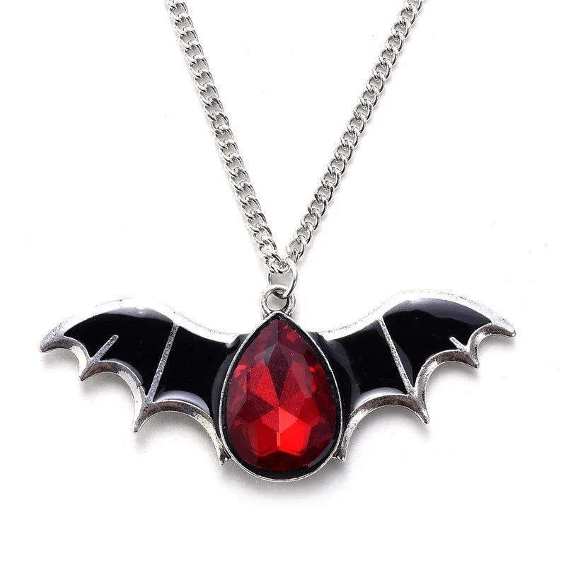 Black Bat Pendant Necklace