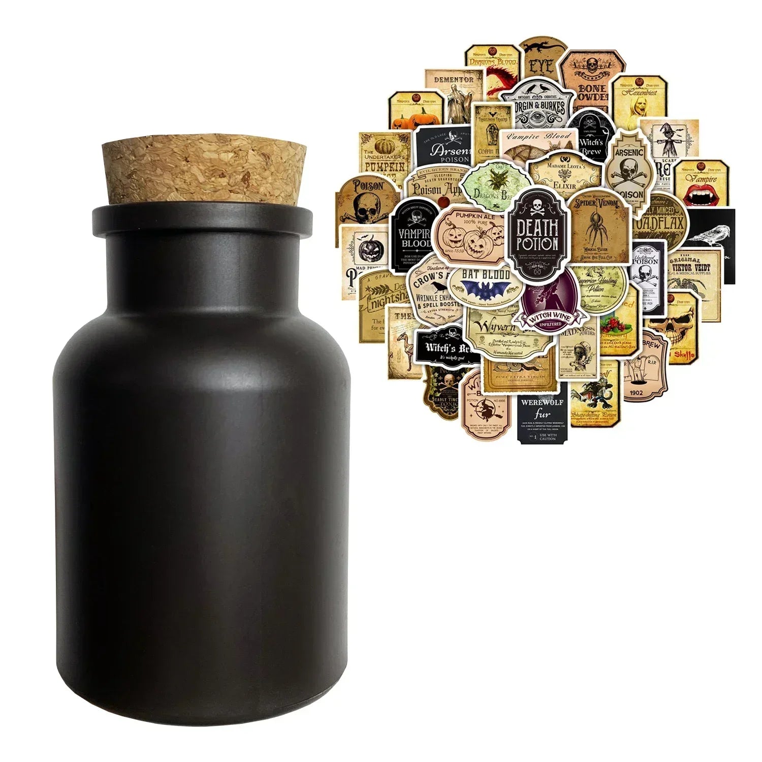 Apothecary Potion Bottles (Black & White Set)