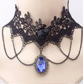Black Lace Gem Drop Choker
