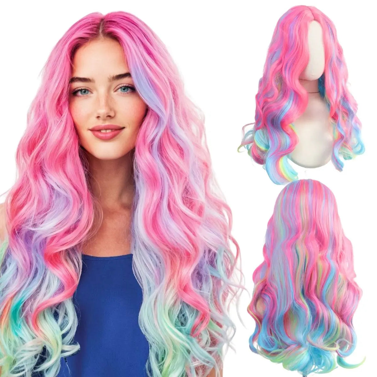 Gradient Curly Rainbow Wig