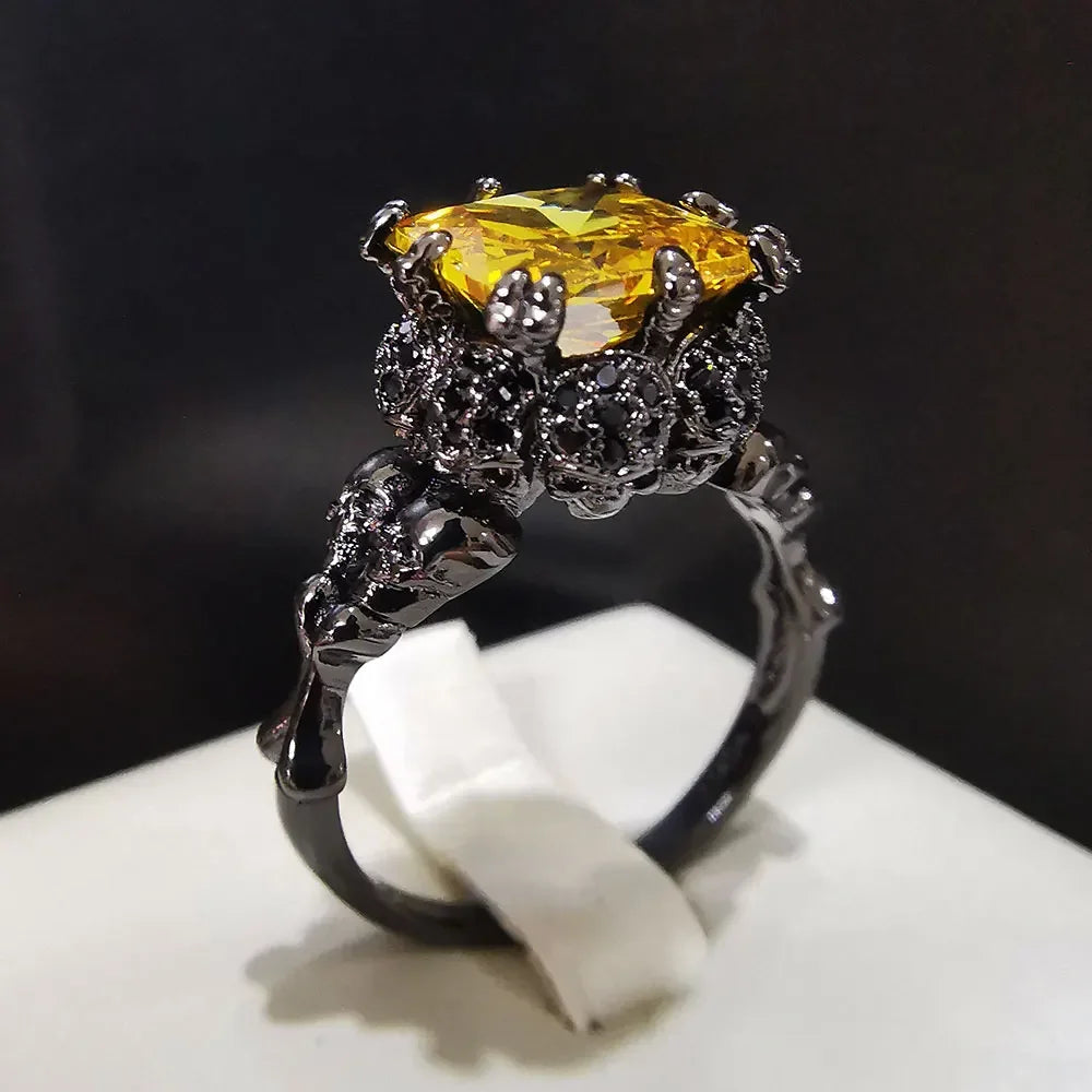 Red Crystal Skull Ring