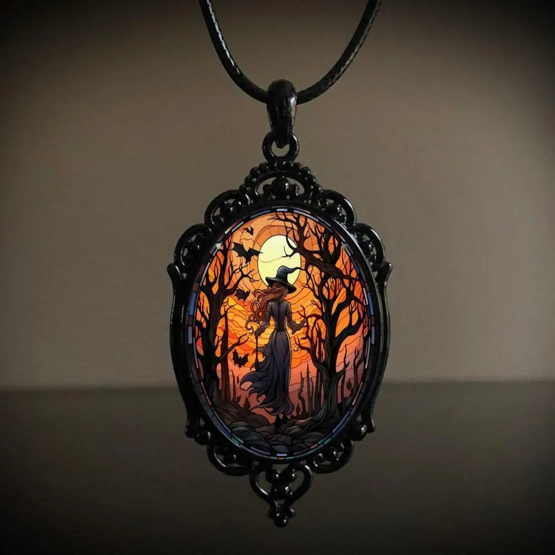 Sunset Witch Glass Pendant Necklace