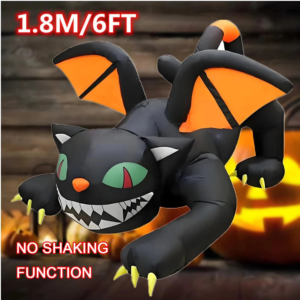 1.8m Inflatable Black Cat with LED Eyes