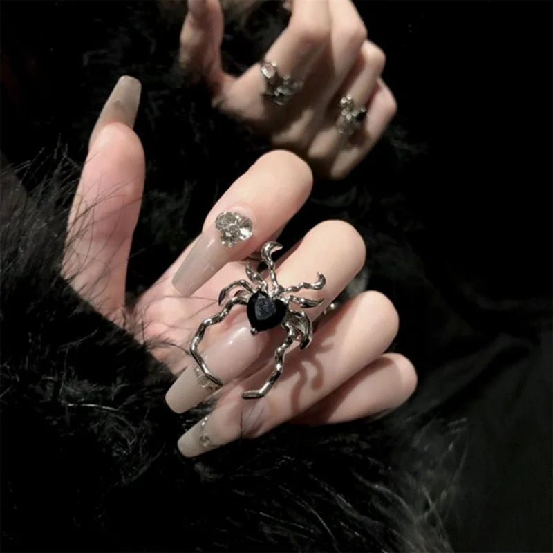 Crystal Ball Spider Ring